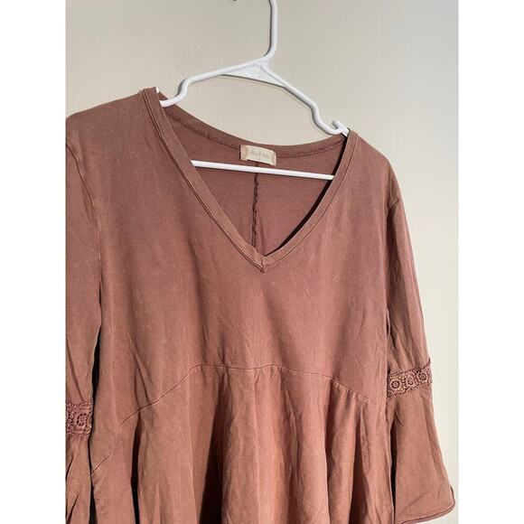 Altar’d State Brown V-Neck Bell Sleeve Top - Picture 3 of 8